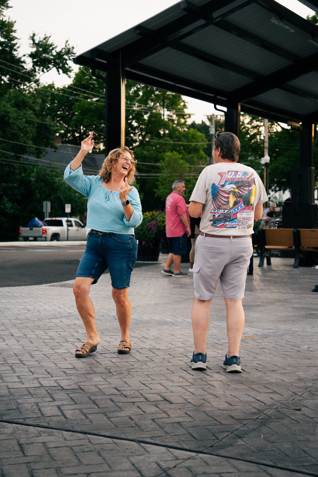 Couple dancing together at a Downtown Wadsworth street festival